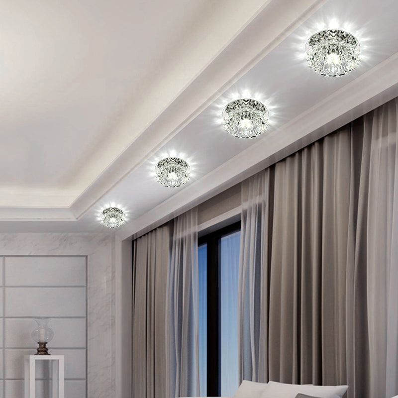Lotus Shaped Hallway Ceiling Fixture Crystal Contemporary LED Flush Mount Light in Clear Clear White Clearhalo 'Ceiling Lights' 'Close To Ceiling Lights' 'Close to ceiling' 'Flush mount' Lighting' 2307969