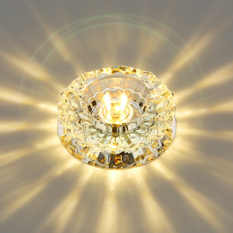 Minimalistic Circular LED Flushmount Light Clear Crystal Living Room Ceiling Spotlight Clearhalo 'Ceiling Lights' 'Close To Ceiling Lights' 'Close to ceiling' 'Flush mount' Lighting' 2307991