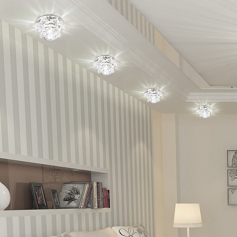 Crystal Lotus Ceiling Mounted Lamp Contemporary Clear LED Flush Light for Living Room Clearhalo 'Ceiling Lights' 'Close To Ceiling Lights' 'Close to ceiling' 'Flush mount' Lighting' 2307999