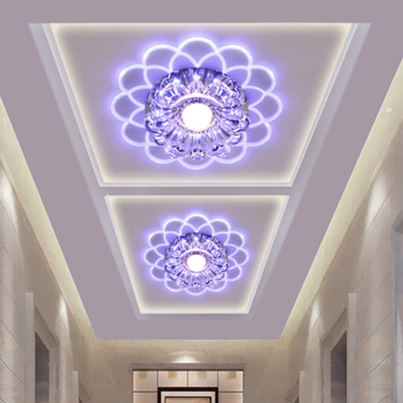 Scalloped Hallway Flush Ceiling Light Clear Crystal LED Modernist Flush-Mount Light Fixture Clearhalo 'Ceiling Lights' 'Close To Ceiling Lights' 'Close to ceiling' 'Flush mount' Lighting' 2308050