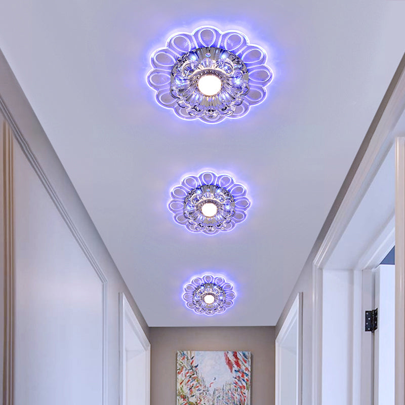Flower LED Flush Mount Ceiling Light Minimalist Clear Crystal Foyer Flush Mounted Lamp Clearhalo 'Ceiling Lights' 'Close To Ceiling Lights' 'Close to ceiling' 'Flush mount' Lighting' 2308065