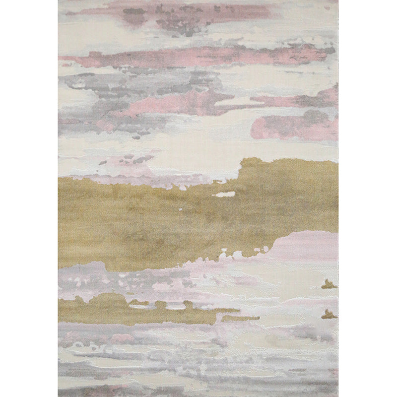 Contemporary Living Room Rug Multi Colored Abstract Print Area Carpet Polypropylene Non-Slip Backing Easy Care Rug Dark Gray-Yellow Clearhalo 'Area Rug' 'Rug' 2309203