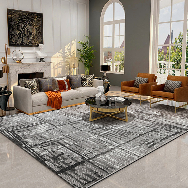 Novelty Parlor Rug Multi Color Abstract Pattern Indoor Rug Synthetics Non-Slip Backing Pet Friendly Carpet Light Gray-Black Clearhalo 'Area Rug' 'Rug' 2309293