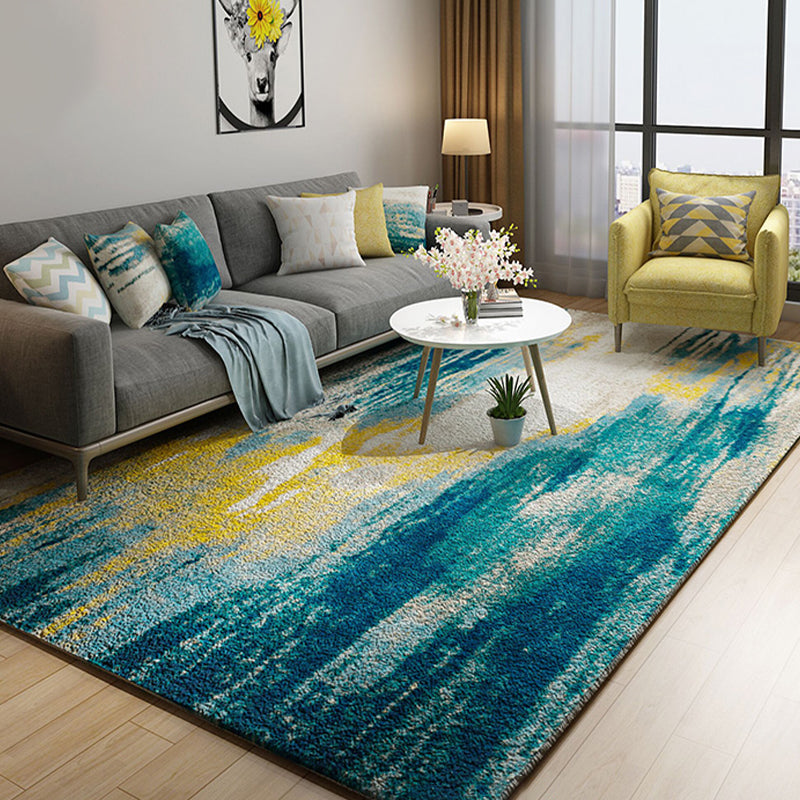 Casual Cyberpunk Rug Multi Color Abstract Pattern Area Carpet Anti-Slip Backing Pet Friendly Rug for Parlor Blue Clearhalo 'Area Rug' 'Rug' 2309344