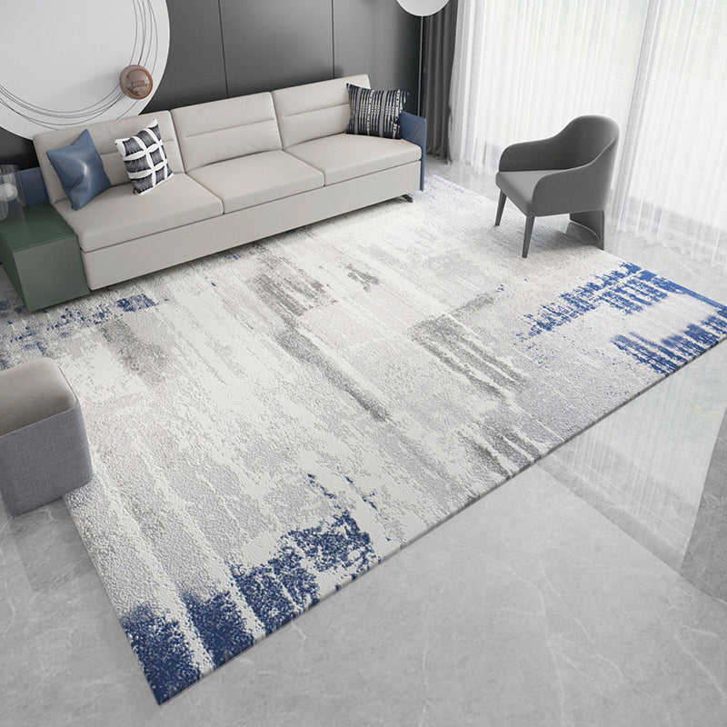 Minimalist Living Room Rug Multi Color Abstract Printed Rug Cotton Blend Anti-Slip Backing Pet Friendly Carpet Dark Blue-White Clearhalo 'Area Rug' 'Rug' 2309353