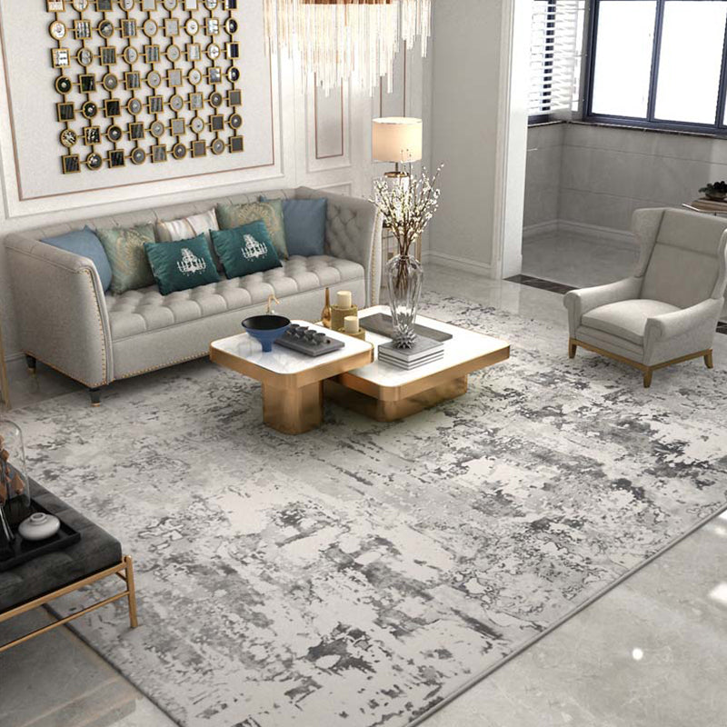 Trendy Living Room Rug Multi Colored Abstract Print Area Carpet Cotton Blend Non-Slip Backing Easy Care Rug Silver Gray Clearhalo 'Area Rug' 'Rug' 2309397