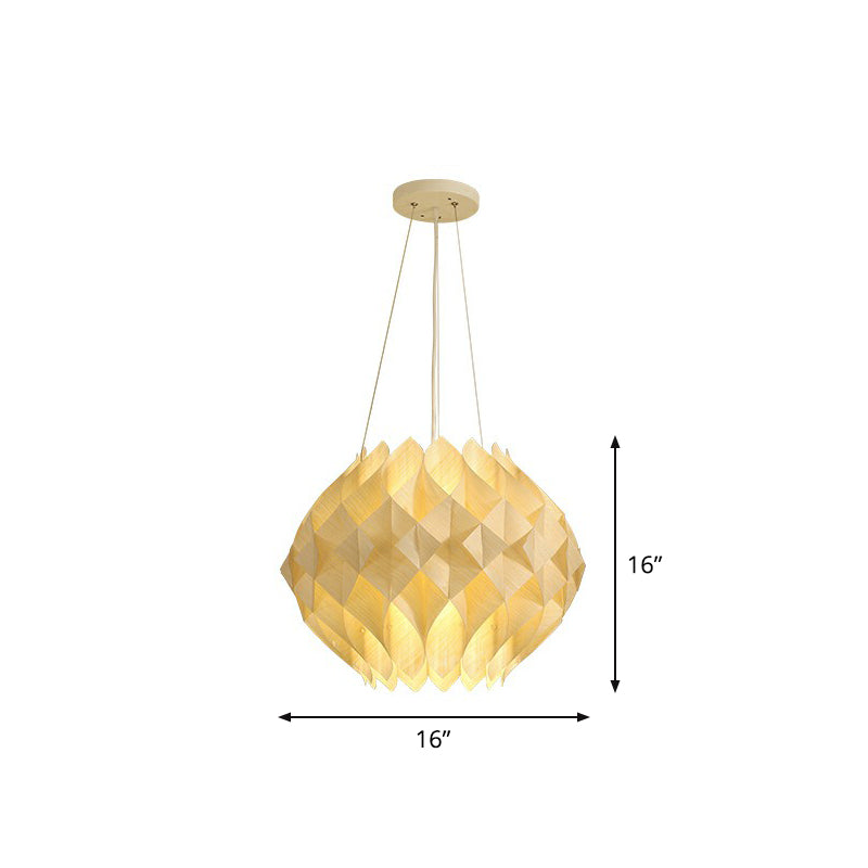 Nordic Globe Hanging Light Wooden 1-Light Dining Room Ceiling Suspension Lamp in Beige Clearhalo 'Ceiling Lights' 'Pendant Lights' 'Pendants' Lighting' 2310570