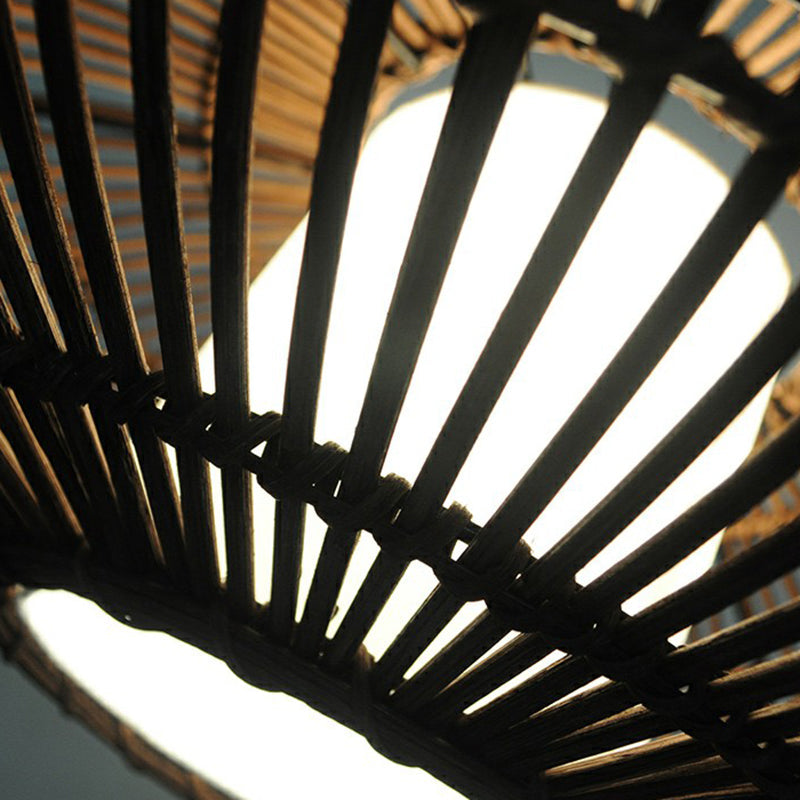 Lantern Hanging Light Fixture Chinese Bamboo 1-Light Suspension Lighting for Dining Room Clearhalo 'Ceiling Lights' 'Modern Pendants' 'Modern' 'Pendant Lights' 'Pendants' Lighting' 2310591