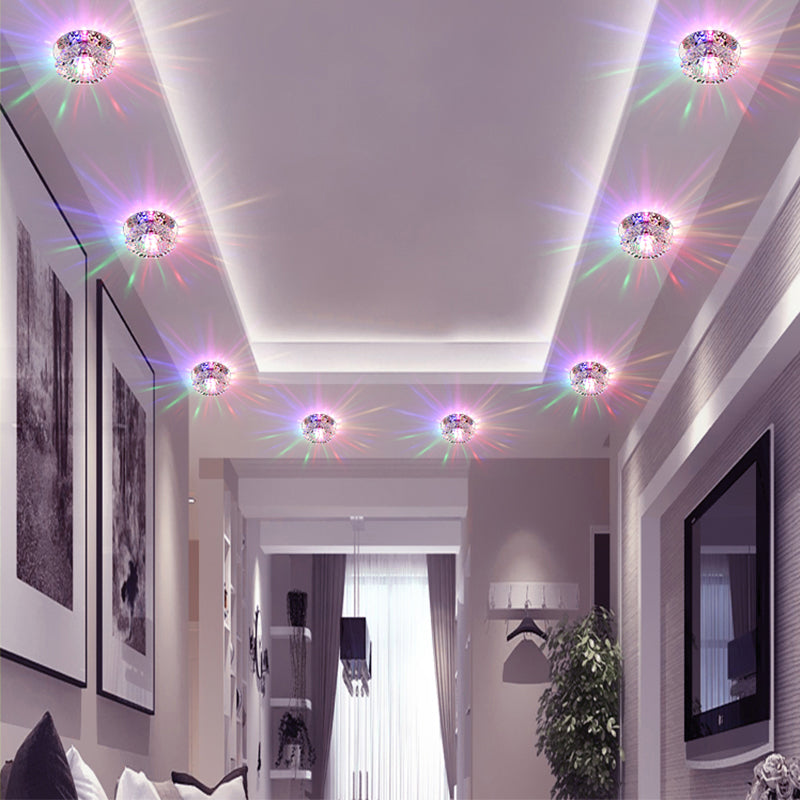 Minimalistic Floral Flush Light Fixture Clear Crystal Hallway LED Ceiling Lamp in Stainless Steel Clearhalo 'Ceiling Lights' 'Close To Ceiling Lights' 'Close to ceiling' 'Flush mount' Lighting' 2310742