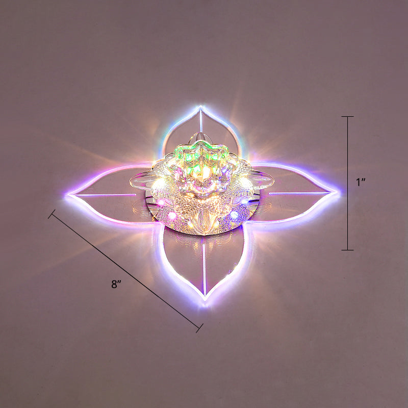 Petals Foyer LED Ceiling Light Flower Crystal Modernist Flush-Mount Light Fixture Clear Multi Color Clearhalo 'Ceiling Lights' 'Close To Ceiling Lights' 'Close to ceiling' 'Flush mount' Lighting' 2310803