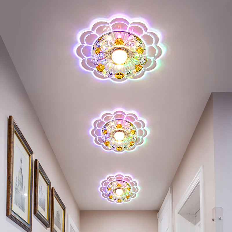 Scalloped Flush Mount Recessed Lighting Modern Crystal Clear LED Ceiling Fixture for Corridor Clearhalo 'Ceiling Lights' 'Close To Ceiling Lights' 'Close to ceiling' 'Flush mount' Lighting' 2310833
