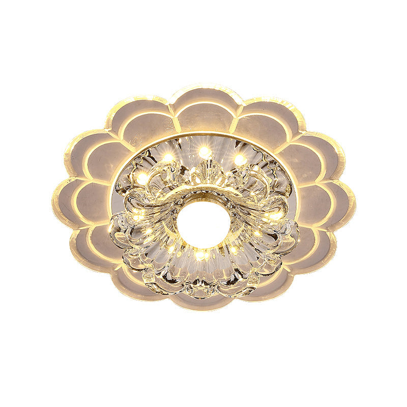 Scalloped Flush Mount Recessed Lighting Modern Crystal Clear LED Ceiling Fixture for Corridor Clearhalo 'Ceiling Lights' 'Close To Ceiling Lights' 'Close to ceiling' 'Flush mount' Lighting' 2310837