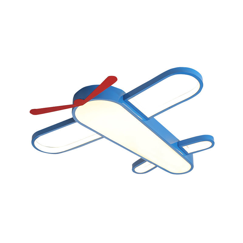 Blue Aircraft LED Flush Mount Lighting Cartoon Metal Flushmount Ceiling Lamp for Bedroom Clearhalo 'Ceiling Lights' 'Close To Ceiling Lights' 'Close to ceiling' 'Flush mount' Lighting' 2310906