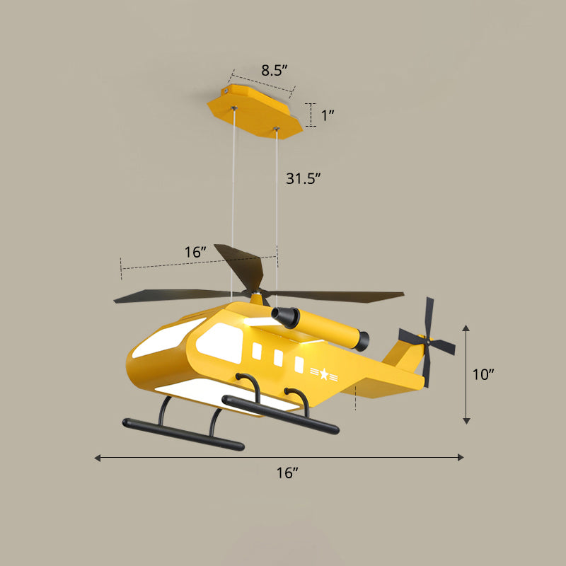 Helicopter LED Suspension Light Fixture Kids Style Metal Bedroom Chandelier Lamp Clearhalo 'Ceiling Lights' 'Chandeliers' Lighting' options 2311111