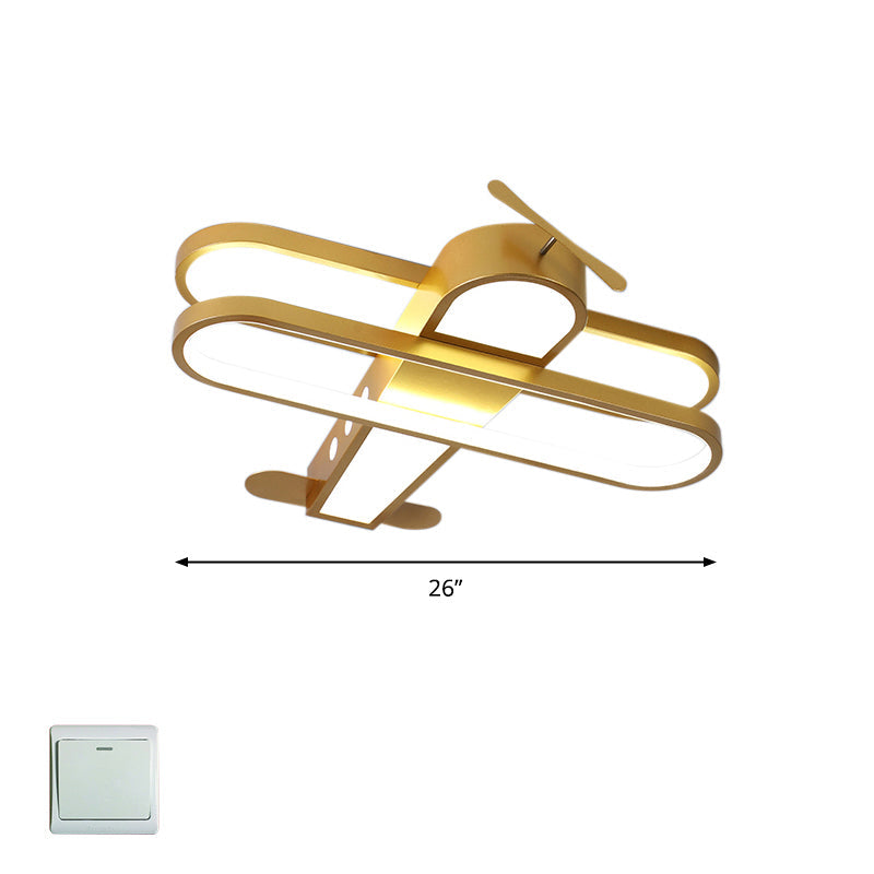 Biplane LED Ceiling Flush Light Cartoon Acrylic Boys Room Flush-Mount Light Fixture Yellow 26.5" White Clearhalo 'Ceiling Lights' 'Close To Ceiling Lights' 'Close to ceiling' 'Flush mount' Lighting' 2311176