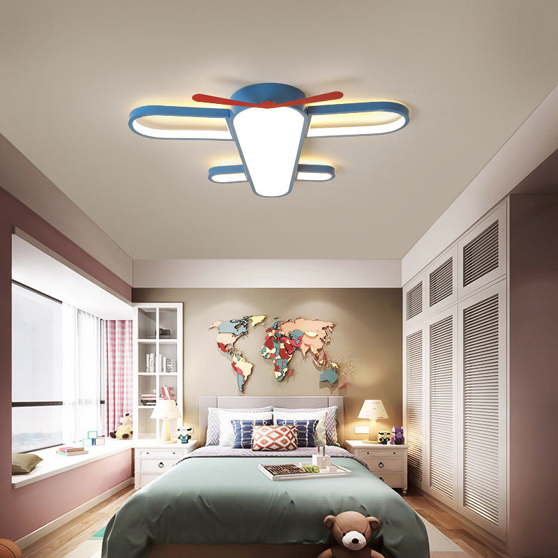 Plane Shaped LED Flush Light Kids Style Acrylic Bedroom Flush Mount Ceiling Light in Blue Clearhalo 'Ceiling Lights' 'Close To Ceiling Lights' 'Close to ceiling' 'Flush mount' Lighting' 2311191