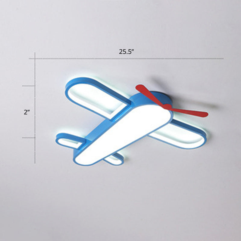 Plane Shaped LED Flush Light Kids Style Acrylic Bedroom Flush Mount Ceiling Light in Blue Blue 25.5" White Clearhalo 'Ceiling Lights' 'Close To Ceiling Lights' 'Close to ceiling' 'Flush mount' Lighting' 2311197