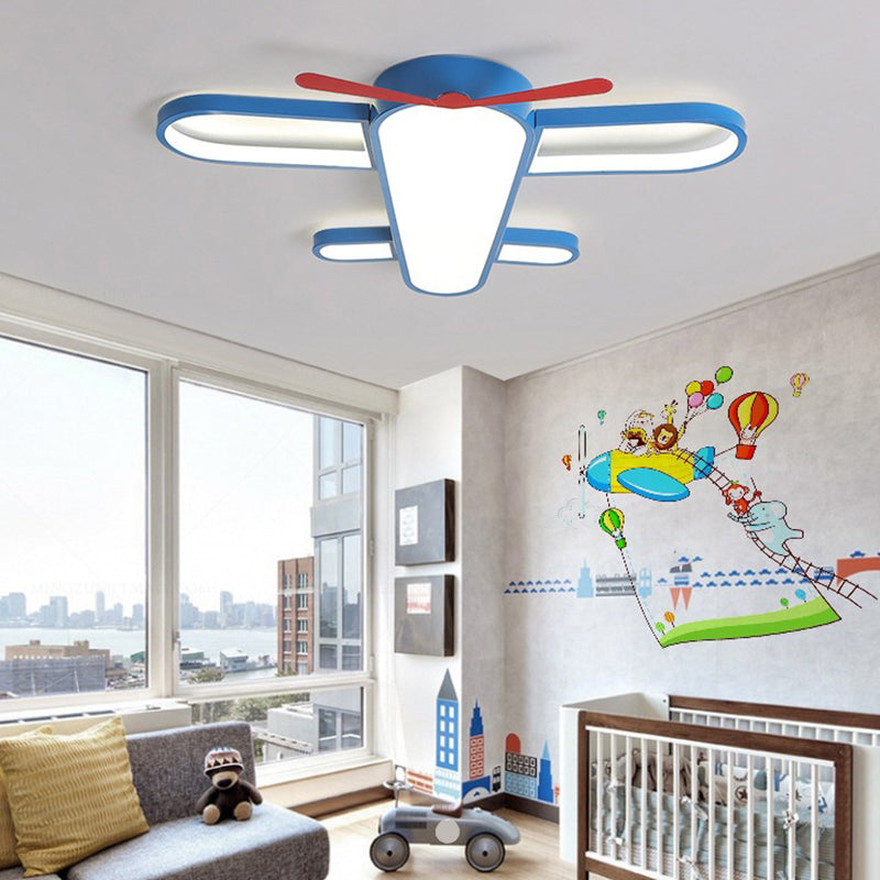 Plane Shaped LED Flush Light Kids Style Acrylic Bedroom Flush Mount Ceiling Light in Blue Clearhalo 'Ceiling Lights' 'Close To Ceiling Lights' 'Close to ceiling' 'Flush mount' Lighting' 2311200
