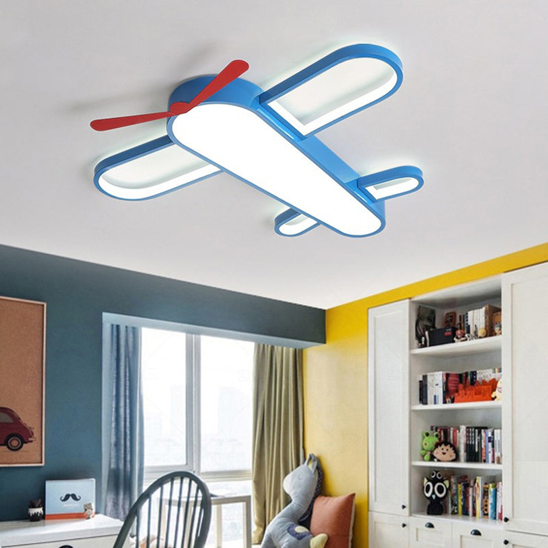 Plane Shaped LED Flush Light Kids Style Acrylic Bedroom Flush Mount Ceiling Light in Blue Clearhalo 'Ceiling Lights' 'Close To Ceiling Lights' 'Close to ceiling' 'Flush mount' Lighting' 2311203