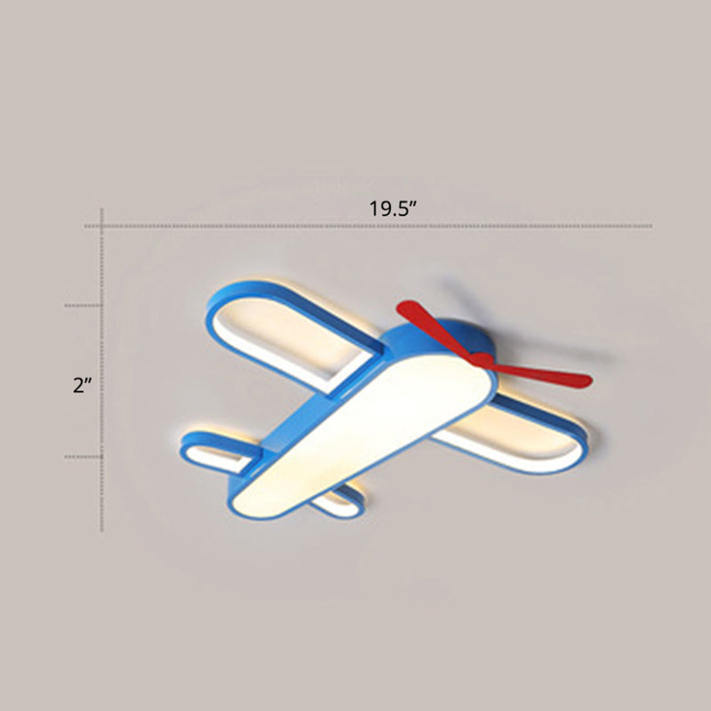 Plane Shaped LED Flush Light Kids Style Acrylic Bedroom Flush Mount Ceiling Light in Blue Blue 19.5" Warm Clearhalo 'Ceiling Lights' 'Close To Ceiling Lights' 'Close to ceiling' 'Flush mount' Lighting' 2311204