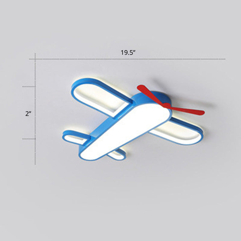 Plane Shaped LED Flush Light Kids Style Acrylic Bedroom Flush Mount Ceiling Light in Blue Blue 19.5" Third Gear Clearhalo 'Ceiling Lights' 'Close To Ceiling Lights' 'Close to ceiling' 'Flush mount' Lighting' 2311205