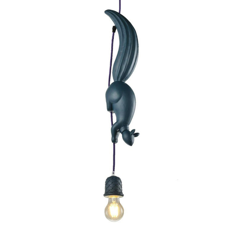 Squirrel and Pinecone Dining Room Pendant Lamp Resin 1 Head Decorative Hanging Light Fixture Blue Clearhalo 'Ceiling Lights' 'Pendant Lights' 'Pendants' Lighting' 2311382_ff9dead6-73d1-4718-8ea0-c451be42bfbb