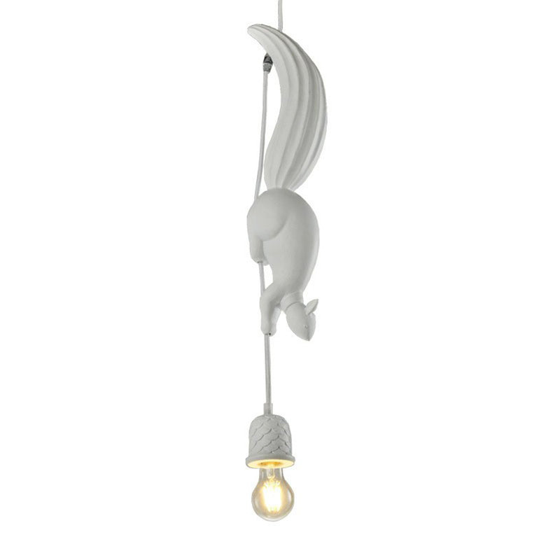 Squirrel and Pinecone Dining Room Pendant Lamp Resin 1 Head Decorative Hanging Light Fixture White Clearhalo 'Ceiling Lights' 'Pendant Lights' 'Pendants' Lighting' 2311384_a5f2a1ac-fa92-4d18-a42b-a6ace85f378e