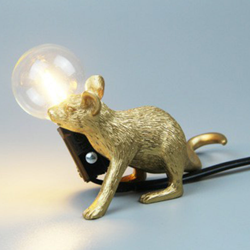 Decorative Bare Bulb Table Light Resin 1-Light Bedroom Night Lamp with Mouse Base Gold Prone Clearhalo 'Lamps' 'Table Lamps' Lighting' 2311395
