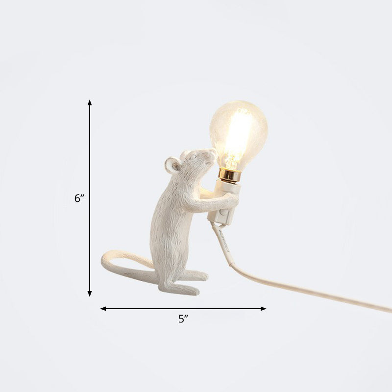 Decorative Bare Bulb Table Light Resin 1-Light Bedroom Night Lamp with Mouse Base White Standing Clearhalo 'Lamps' 'Table Lamps' Lighting' 2311397