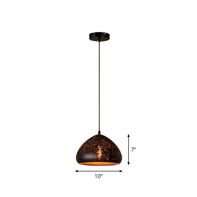 Hollow-Out Metal Pendant Lighting Retro 1-Light Black Finish Suspension Light for Restaurant Clearhalo 'Ceiling Lights' 'Pendant Lights' 'Pendants' Lighting' 2311405