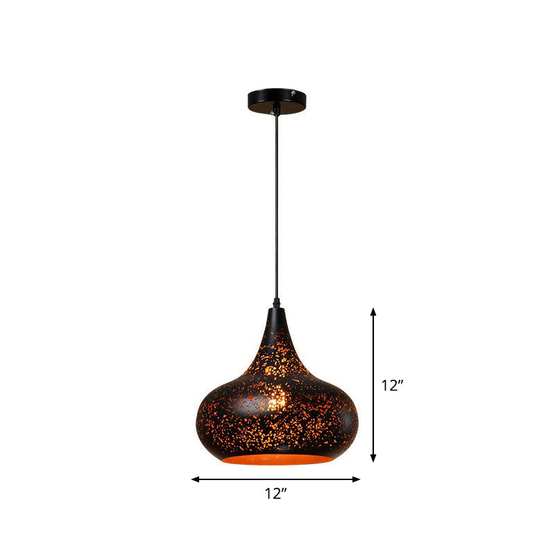 Hollow-Out Metal Pendant Lighting Retro 1-Light Black Finish Suspension Light for Restaurant Clearhalo 'Ceiling Lights' 'Pendant Lights' 'Pendants' Lighting' 2311410