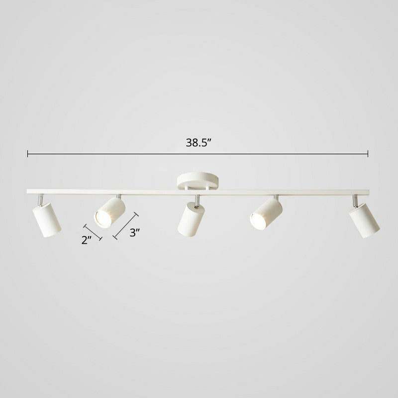 Metal Tube Spotlight Track Lamp Modern Semi Flush Mount Ceiling Light for Clothing Store 5 White Clearhalo 'Ceiling Lights' 'Close To Ceiling Lights' 'Close to ceiling' 'Semi-flushmount' Lighting' 2311480