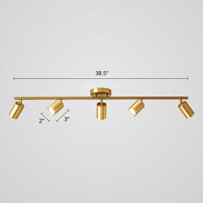 Metal Tube Spotlight Track Lamp Modern Semi Flush Mount Ceiling Light for Clothing Store 5 Gold Clearhalo 'Ceiling Lights' 'Close To Ceiling Lights' 'Close to ceiling' 'Semi-flushmount' Lighting' 2311486