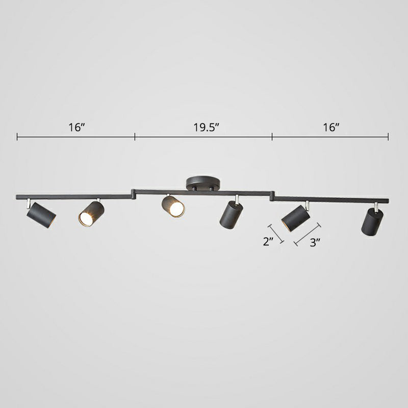 Metal Tube Spotlight Track Lamp Modern Semi Flush Mount Ceiling Light for Clothing Store 6 Black Clearhalo 'Ceiling Lights' 'Close To Ceiling Lights' 'Close to ceiling' 'Semi-flushmount' Lighting' 2311492