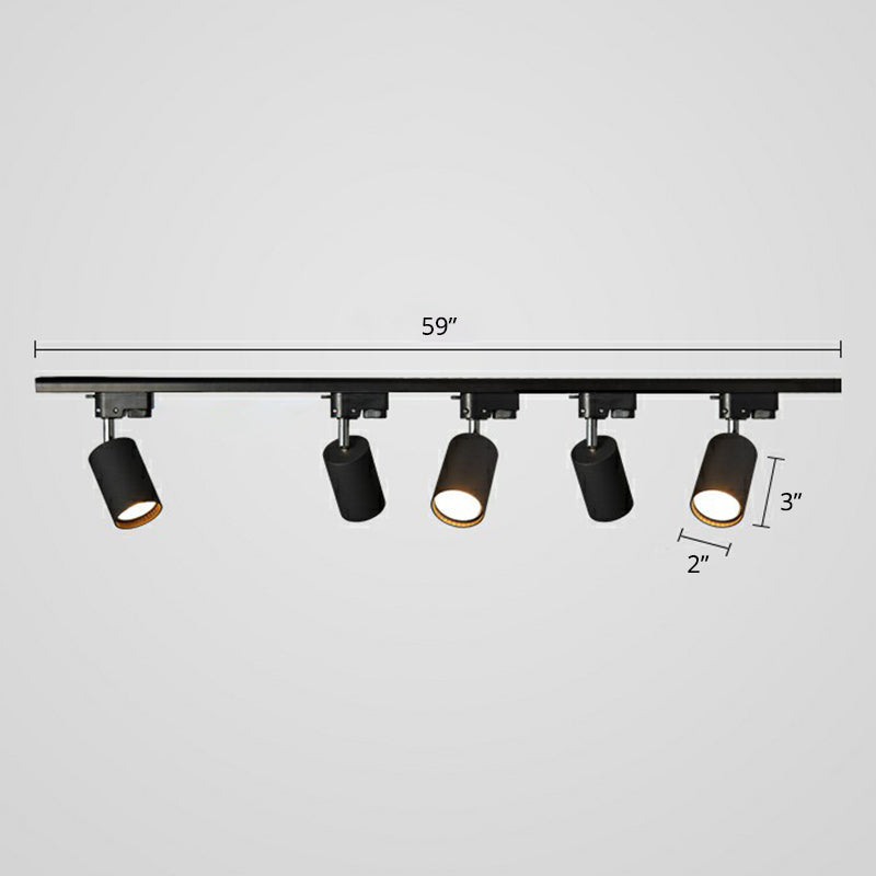 Tube Track Spotlight Simplicity Metallic Semi Flush Ceiling Light Fixture for Bar 5 Black Clearhalo 'Ceiling Lights' 'Close To Ceiling Lights' 'Close to ceiling' 'Semi-flushmount' Lighting' 2311515
