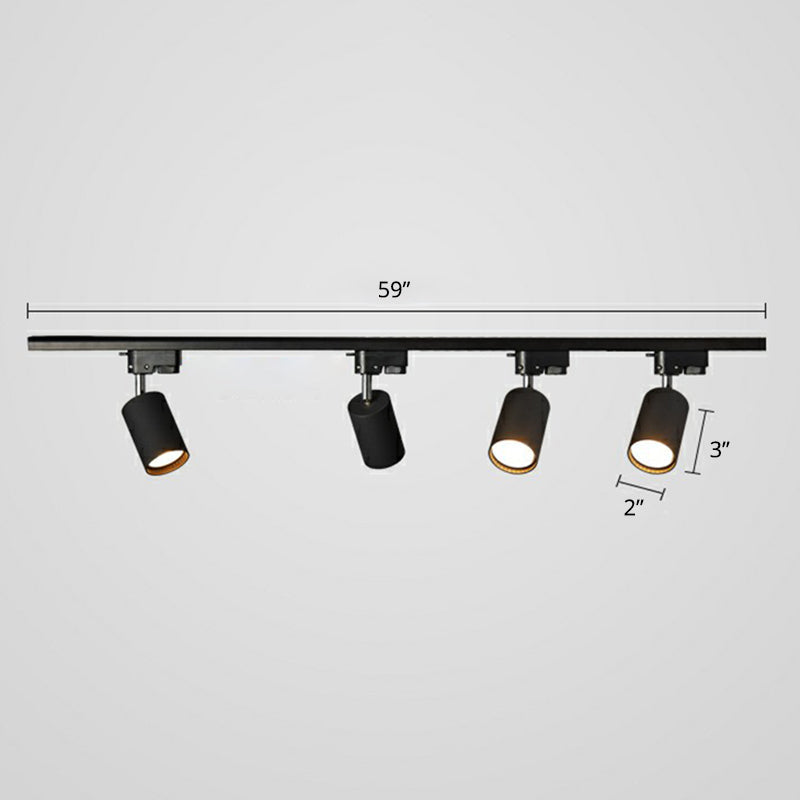 Tube Track Spotlight Simplicity Metallic Semi Flush Ceiling Light Fixture for Bar 4 Black Clearhalo 'Ceiling Lights' 'Close To Ceiling Lights' 'Close to ceiling' 'Semi-flushmount' Lighting' 2311517