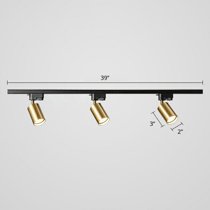 Tube Track Spotlight Simplicity Metallic Semi Flush Ceiling Light Fixture for Bar 3 Gold Clearhalo 'Ceiling Lights' 'Close To Ceiling Lights' 'Close to ceiling' 'Semi-flushmount' Lighting' 2311518