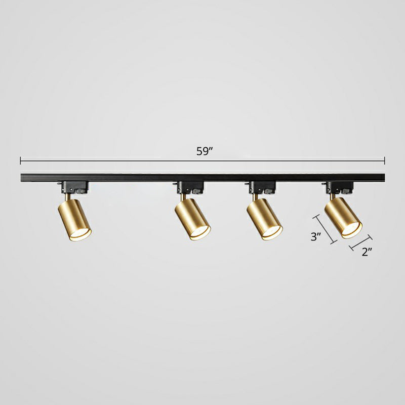Tube Track Spotlight Simplicity Metallic Semi Flush Ceiling Light Fixture for Bar 4 Gold Clearhalo 'Ceiling Lights' 'Close To Ceiling Lights' 'Close to ceiling' 'Semi-flushmount' Lighting' 2311519
