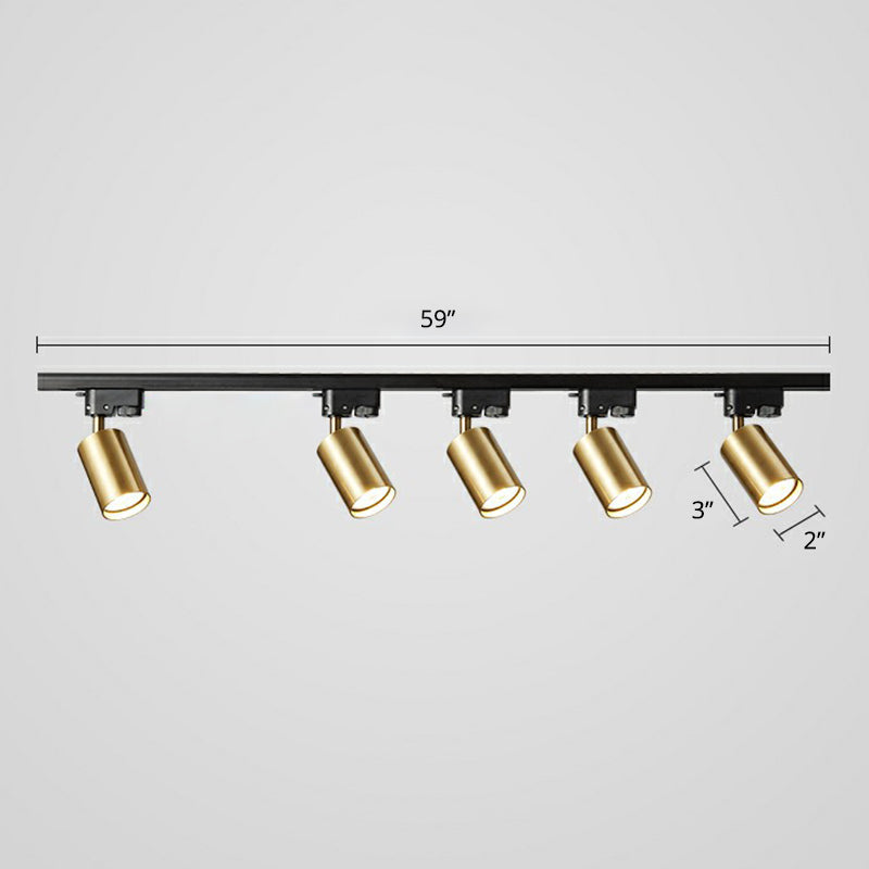 Tube Track Spotlight Simplicity Metallic Semi Flush Ceiling Light Fixture for Bar 5 Gold Clearhalo 'Ceiling Lights' 'Close To Ceiling Lights' 'Close to ceiling' 'Semi-flushmount' Lighting' 2311520