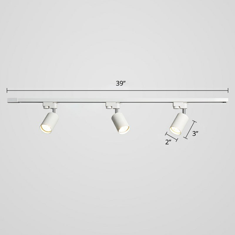 Tube Track Spotlight Simplicity Metallic Semi Flush Ceiling Light Fixture for Bar 3 White Clearhalo 'Ceiling Lights' 'Close To Ceiling Lights' 'Close to ceiling' 'Semi-flushmount' Lighting' 2311521