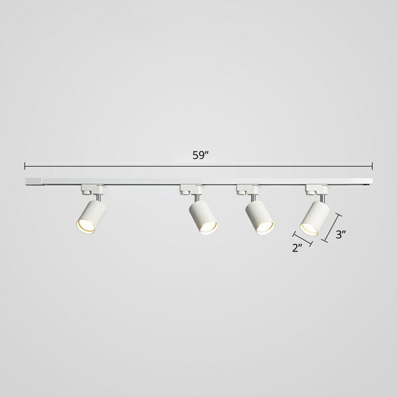 Tube Track Spotlight Simplicity Metallic Semi Flush Ceiling Light Fixture for Bar 4 White Clearhalo 'Ceiling Lights' 'Close To Ceiling Lights' 'Close to ceiling' 'Semi-flushmount' Lighting' 2311523