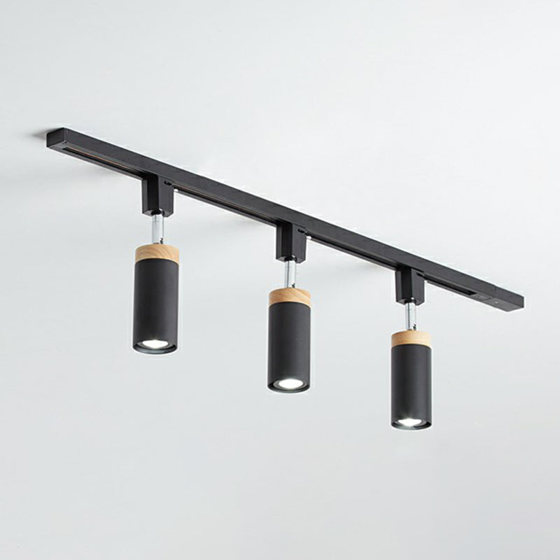 Tubular Ceiling Track Light Modern Metal Spotlight Semi Mount Lighting for Commercial Use 3 Black Clearhalo 'Ceiling Lights' 'Close To Ceiling Lights' 'Close to ceiling' 'Flush mount' Lighting' 2311529
