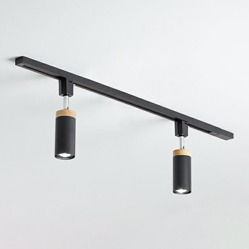 Tubular Ceiling Track Light Modern Metal Spotlight Semi Mount Lighting for Commercial Use 2 Black Clearhalo 'Ceiling Lights' 'Close To Ceiling Lights' 'Close to ceiling' 'Flush mount' Lighting' 2311531
