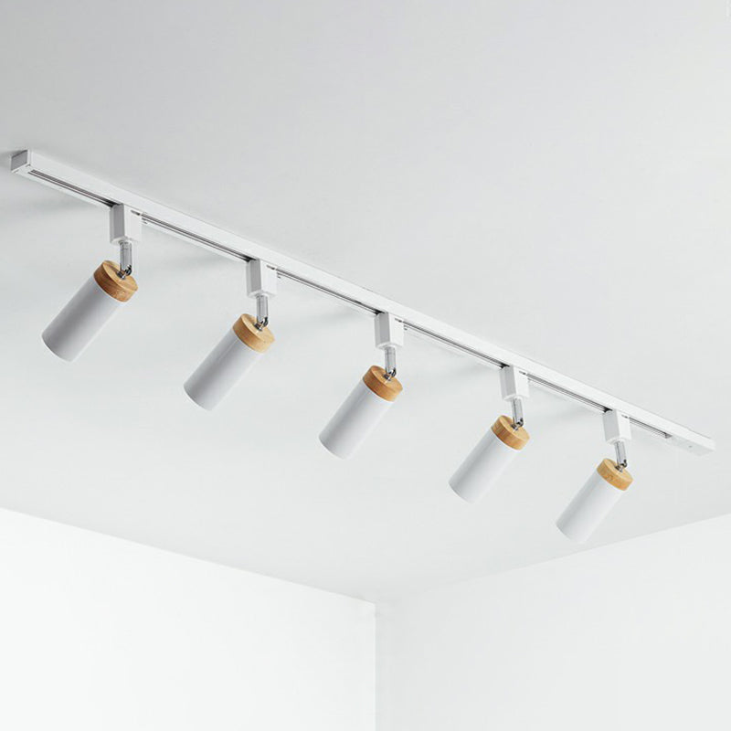 Tubular Ceiling Track Light Modern Metal Spotlight Semi Mount Lighting for Commercial Use 5 White Clearhalo 'Ceiling Lights' 'Close To Ceiling Lights' 'Close to ceiling' 'Flush mount' Lighting' 2311533