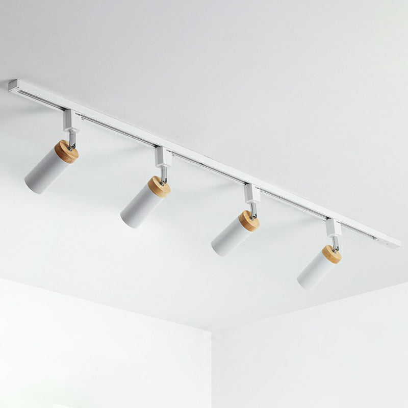 Tubular Ceiling Track Light Modern Metal Spotlight Semi Mount Lighting for Commercial Use 4 White Clearhalo 'Ceiling Lights' 'Close To Ceiling Lights' 'Close to ceiling' 'Flush mount' Lighting' 2311535