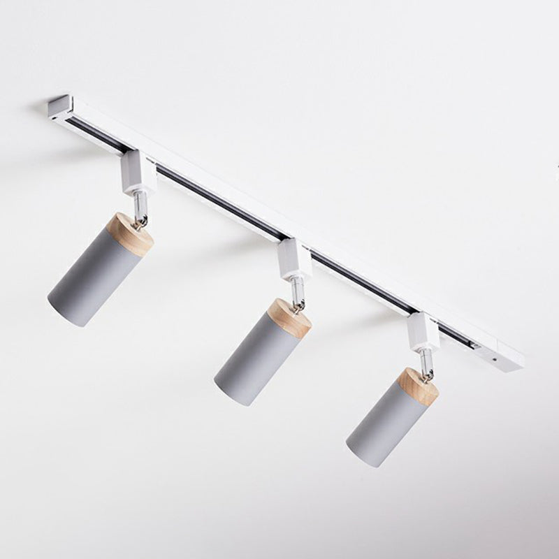 Tubular Ceiling Track Light Modern Metal Spotlight Semi Mount Lighting for Commercial Use 3 Grey Clearhalo 'Ceiling Lights' 'Close To Ceiling Lights' 'Close to ceiling' 'Flush mount' Lighting' 2311540