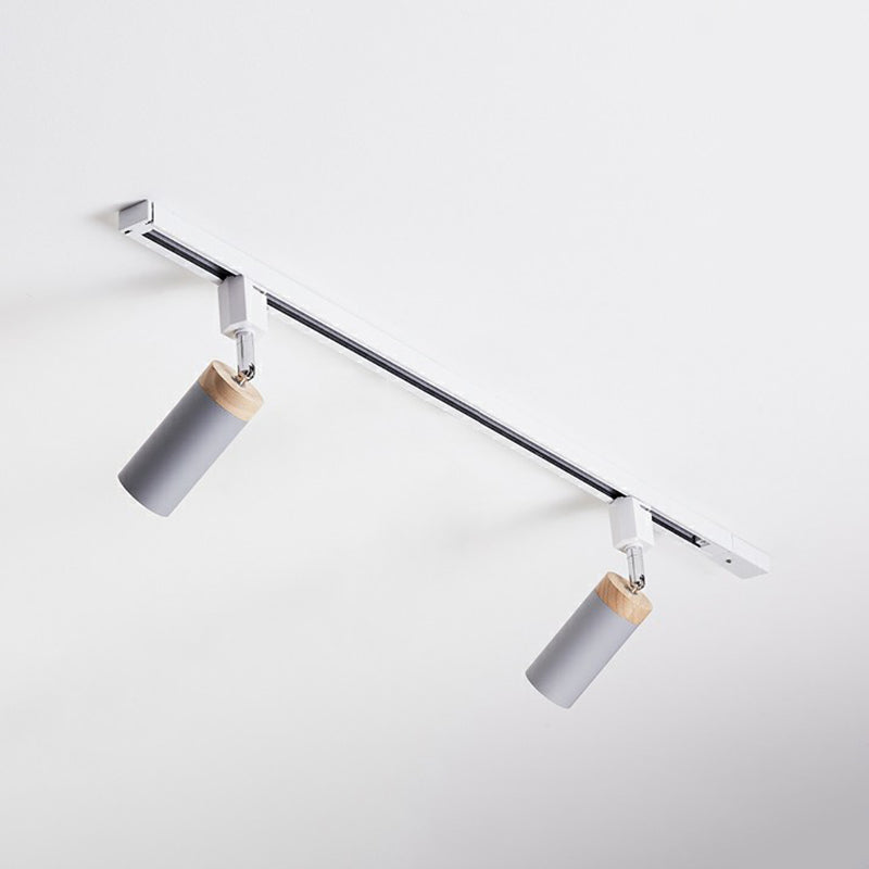 Tubular Ceiling Track Light Modern Metal Spotlight Semi Mount Lighting for Commercial Use 2 Grey Clearhalo 'Ceiling Lights' 'Close To Ceiling Lights' 'Close to ceiling' 'Flush mount' Lighting' 2311541