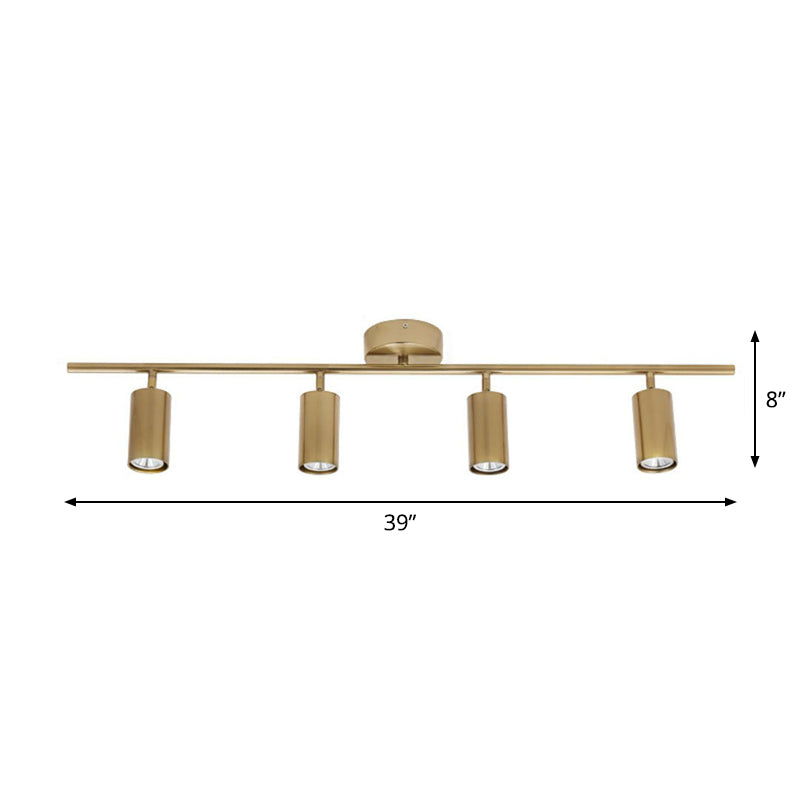 Metal Cylindrical LED Spotlight Post-Modern Gold Finish Semi Flush Mount Ceiling Light for Salon Clearhalo 'Ceiling Lights' 'Close To Ceiling Lights' 'Close to ceiling' 'Semi-flushmount' Lighting' 2311547