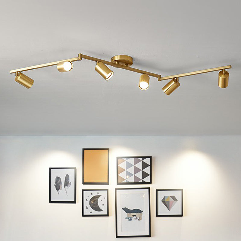 Minimalistic Spotlight Led Flush Ceiling Light Gold Tubular Track Light with Metal Shade Clearhalo 'Ceiling Lights' 'Close To Ceiling Lights' 'Close to ceiling' 'Semi-flushmount' Lighting' 2311564