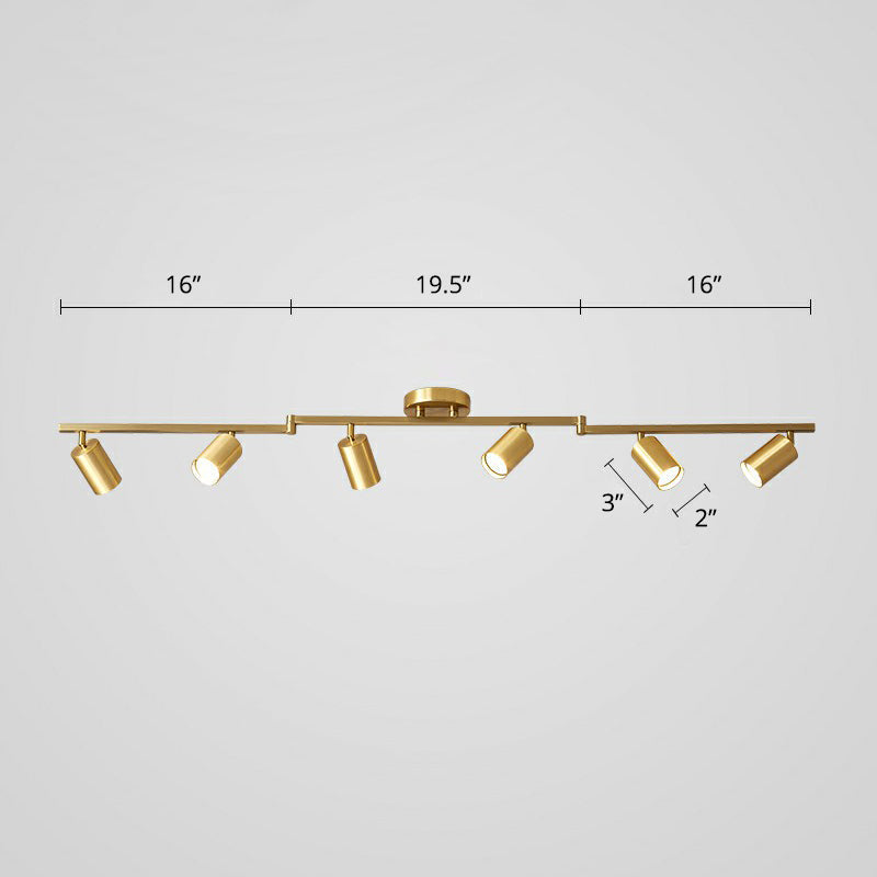Minimalistic Spotlight Led Flush Ceiling Light Gold Tubular Track Light with Metal Shade 6 Gold Clearhalo 'Ceiling Lights' 'Close To Ceiling Lights' 'Close to ceiling' 'Semi-flushmount' Lighting' 2311565